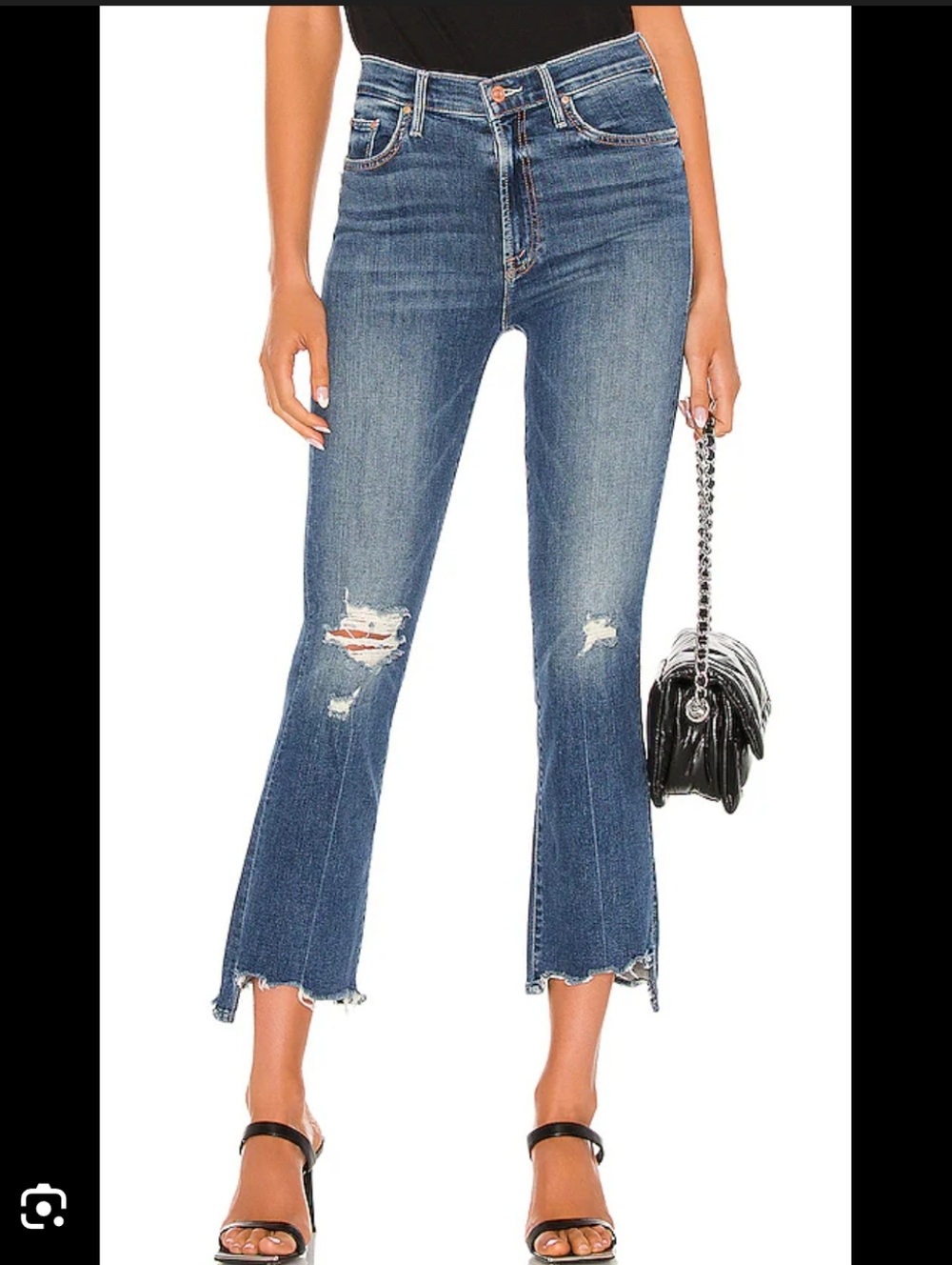 MOTHER Jeans The Insider Crop Step Chew Dancing On Coals Size 24
